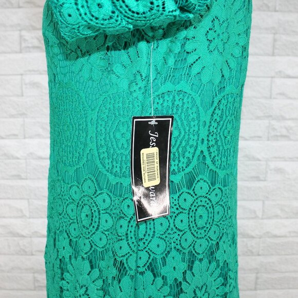 JESSICA HOWARD Dress Floral Lace Overlay Cocktail Party Green 10 Petite - Picture 5 of 13
